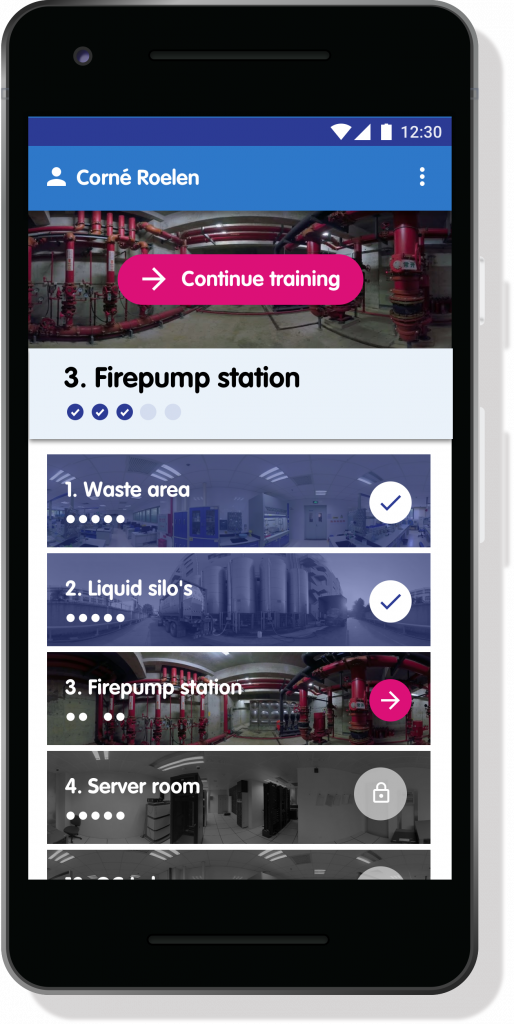 Perfetti van Melle VR training app on Android device